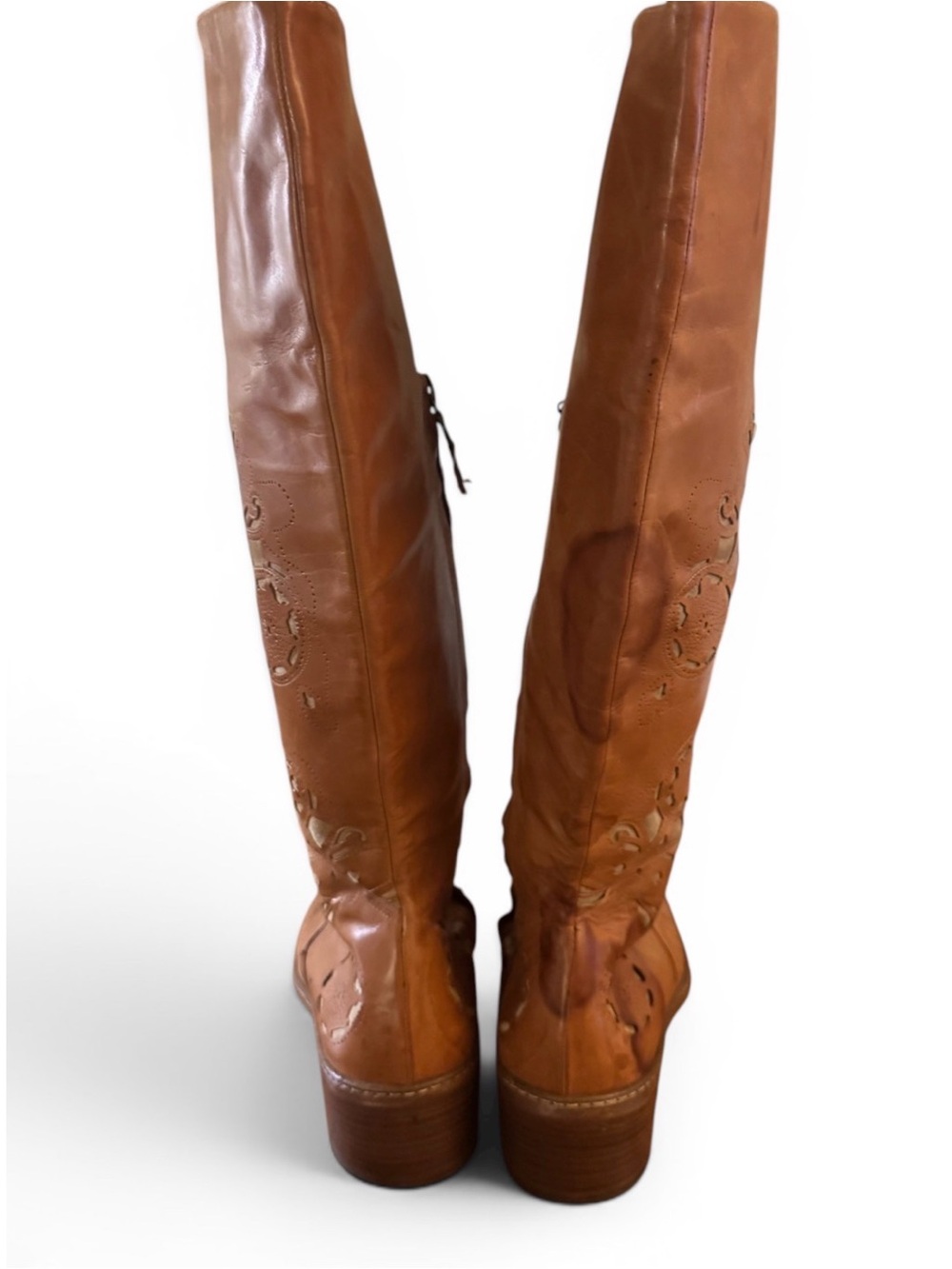 Dries Van Noten Tall Cognac Leather Heeled Boots - Picture 3 of 7
